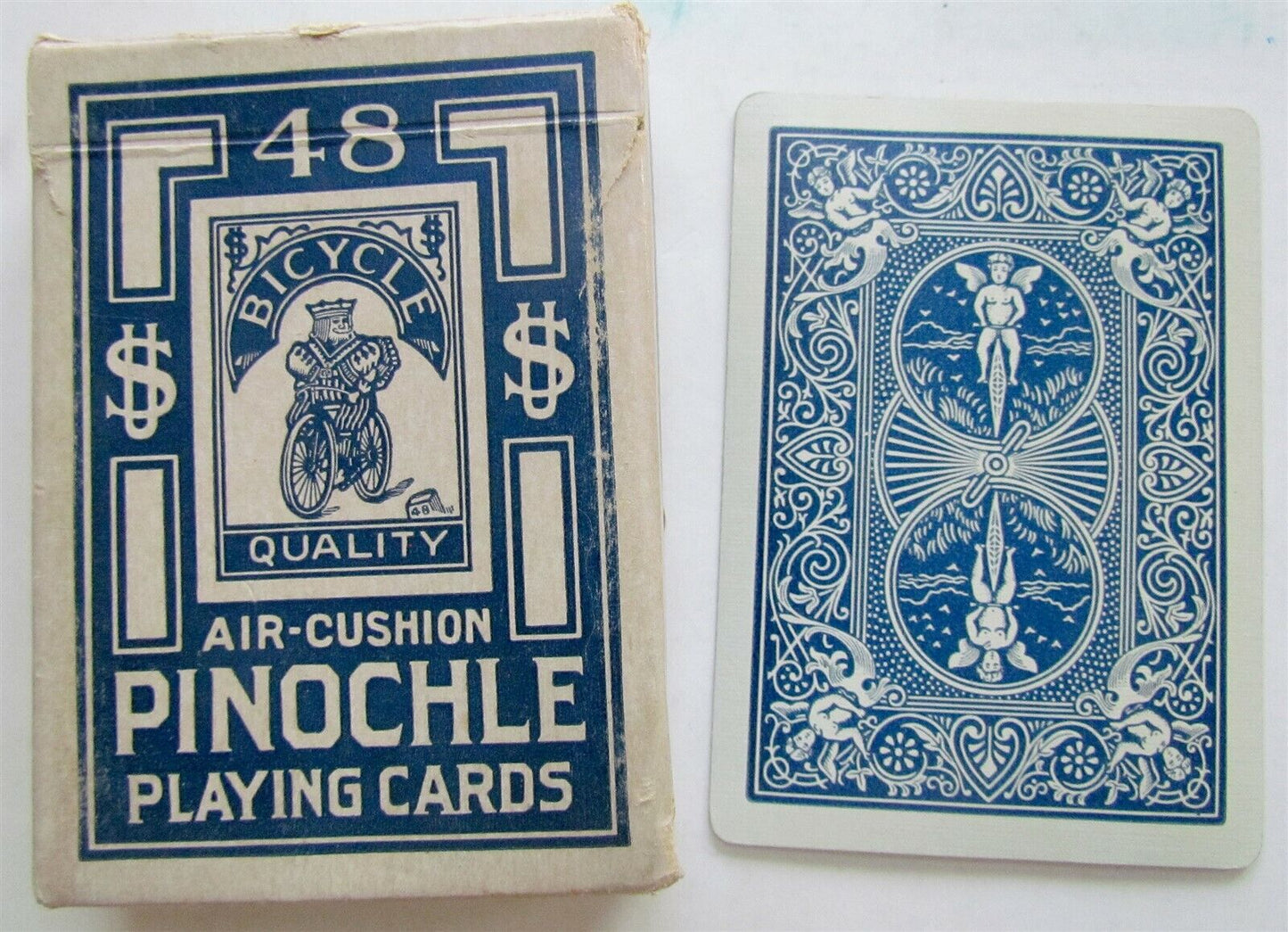 BICYCLE PINOCHLE ANTIQUE PLAYING CARDS w/ BOX & TAX STAMP