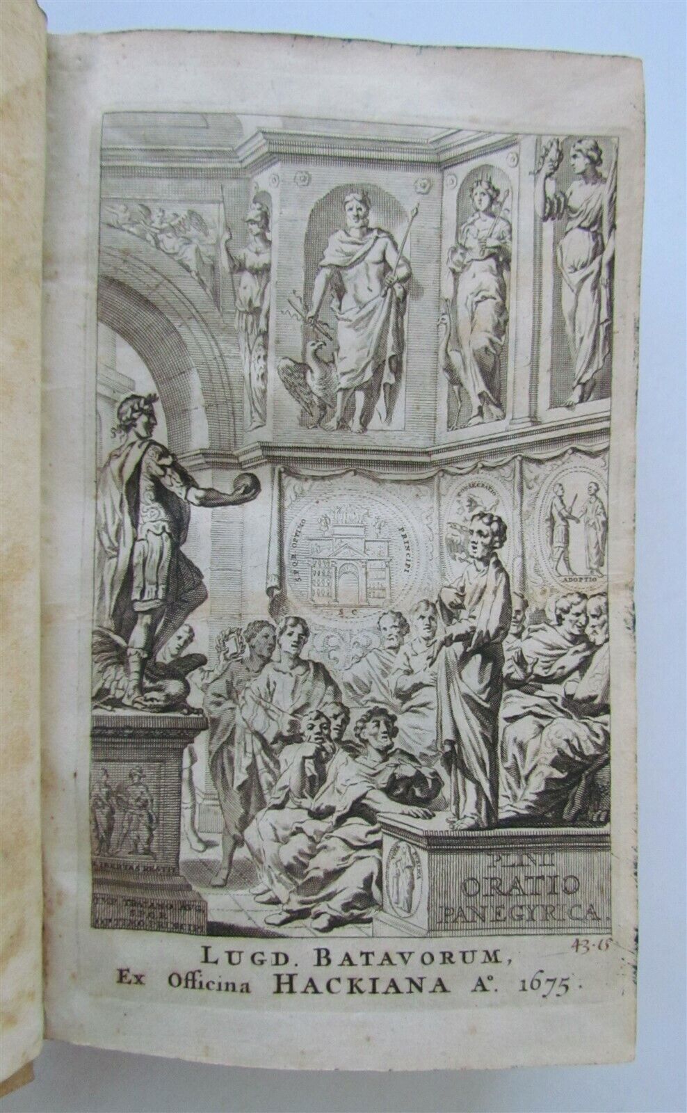 1675 PLINIUS PANEGYRICUS liber TRAIANO DICTUS antique VELLUM BOUND