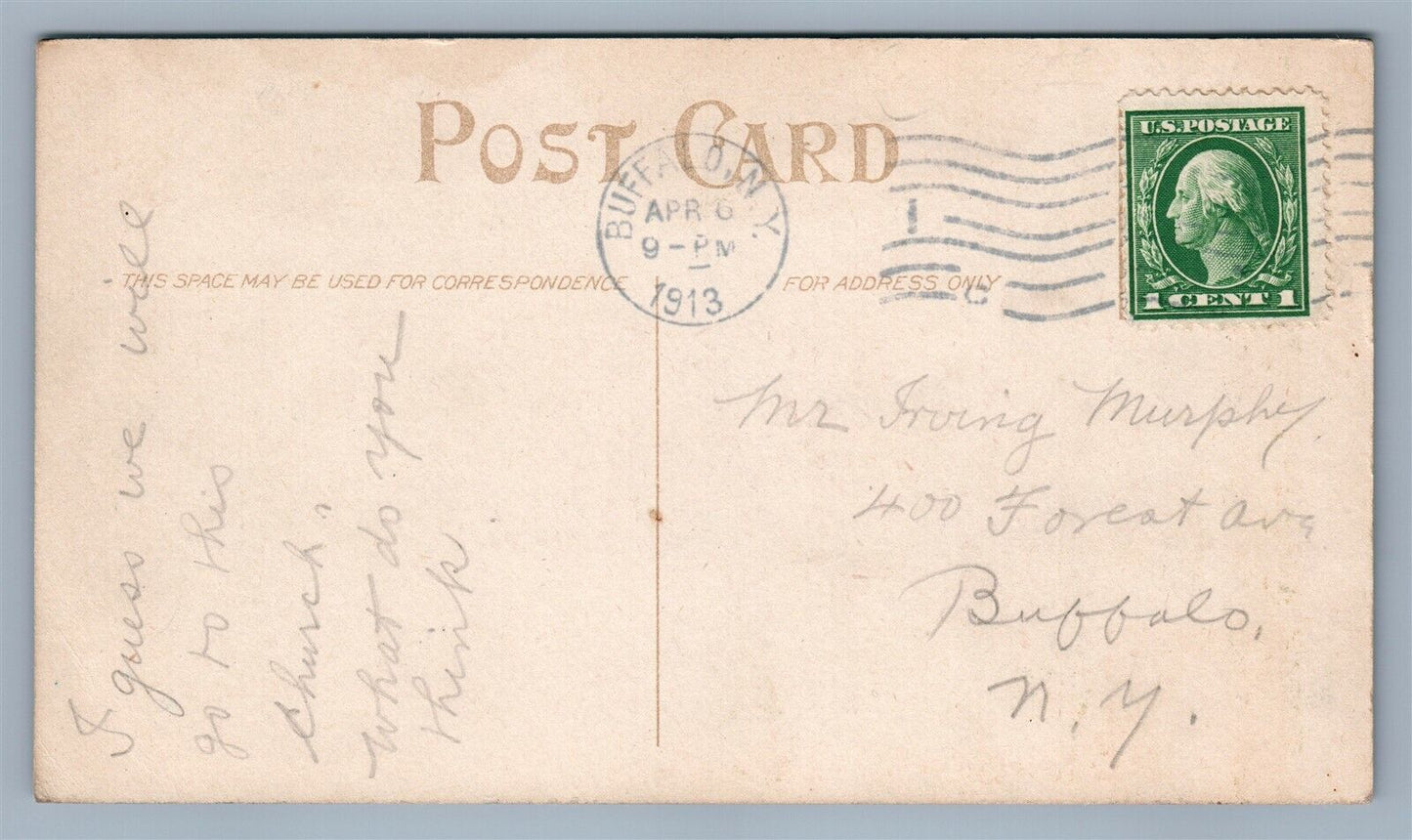 ALDEN NY ST.JOHN'S CHURCH ANTIQUE POSTCARD