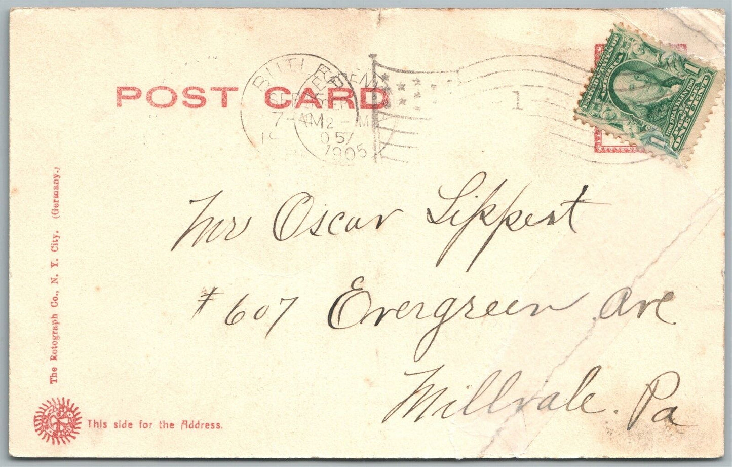 BUTLER PA COURT HOUSE 1905 UNDIVIDED ANTIQUE POSTCARD