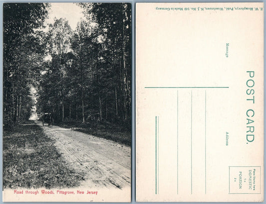 PITTSGROVE N.J. ROAD THROUGH WOODS ANTIQUE POSTCARD