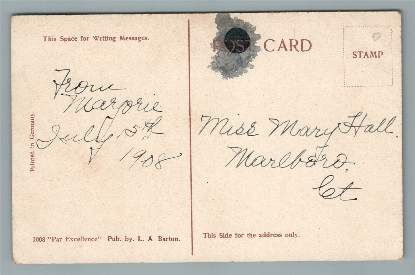 EAST HAMPTON CT CHURCH GREEN FROM BARTON'S DRUG STORE ANTIQUE POSTCARD