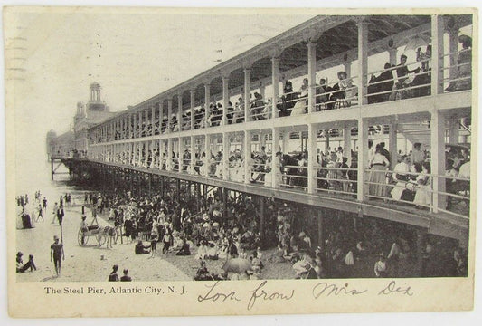 ANTIQUE 1906 POSTCARD THE STEEL PIER ATLANTIC CITY N.J.