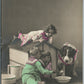 KIDS FEEDING LARGE DOG ANTIQUE REAL PHOTO POSTCARD RPPC