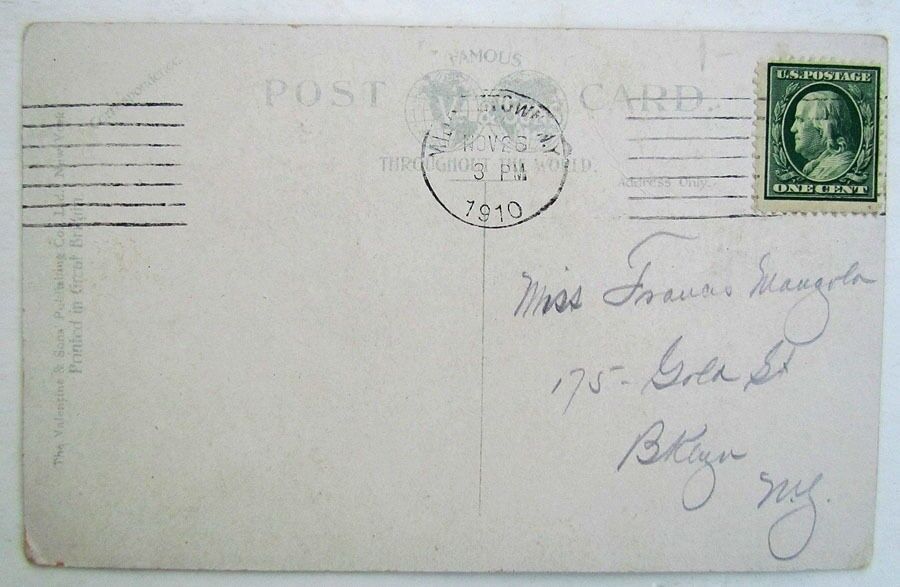 VINTAGE 1910 POSTCARD - HIGHLAND AVENUE street scene & ARMORY MIDDLETOWN NY