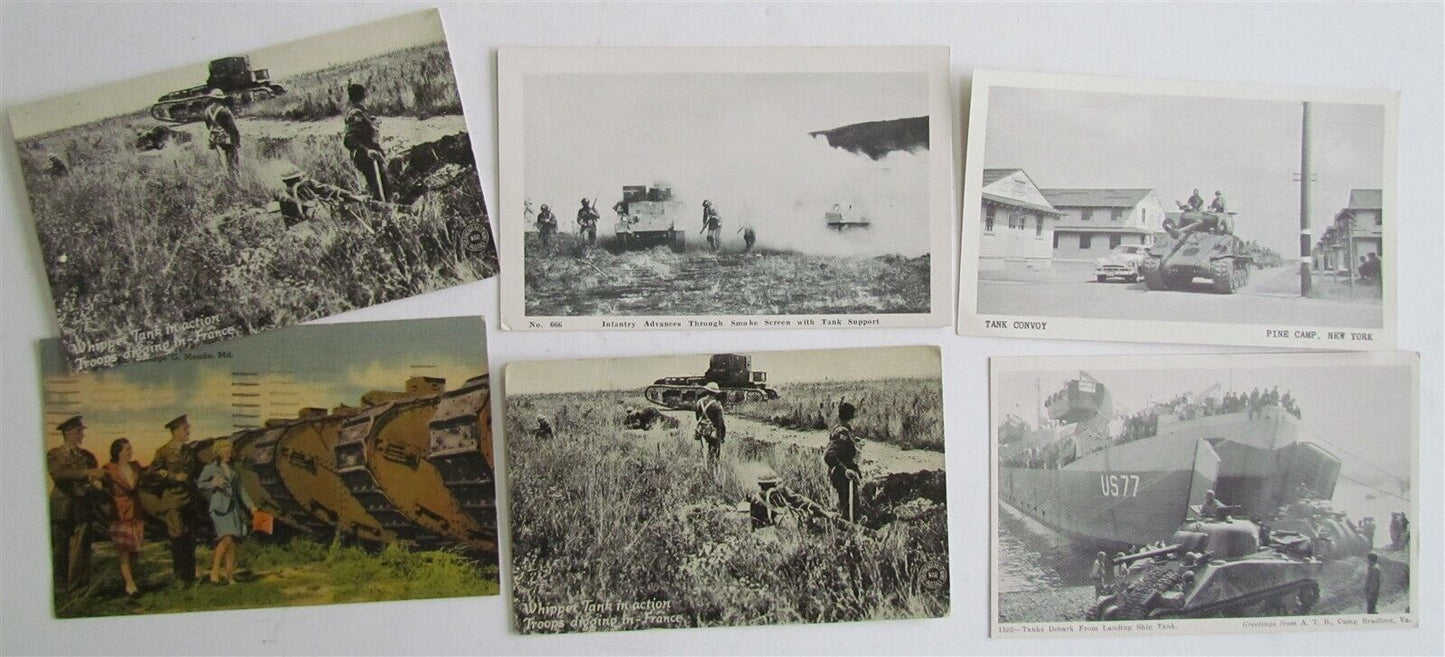 LOT of 15 VINTAGE MILITARY THEME POSTCARDS w/ TANKS