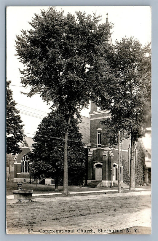 SHERBURNE NY CONGREGATIONAL CHURCH VINTAGE REAL PHOTO POSTCARD RPPC