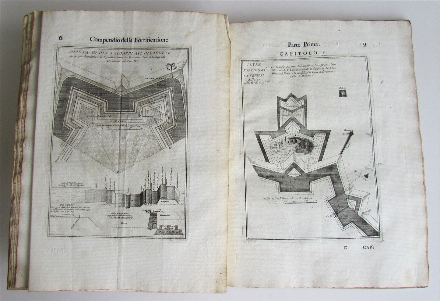 1694 MILITARY ARCHITECTURE ILLUSTRATED antique in ITALIAN VELLUM BOUND