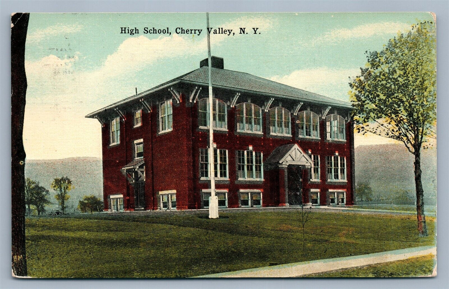 CHERRY VALLEY NY HIGH SCHOOL ANTIQUE POSTCARD