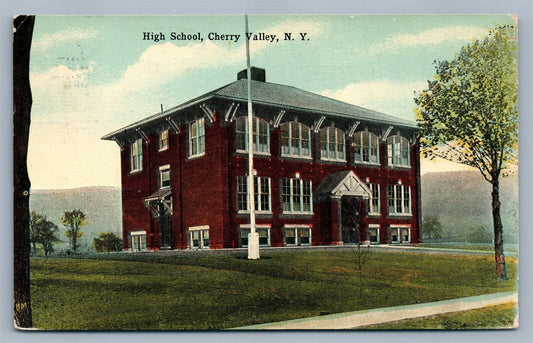CHERRY VALLEY NY HIGH SCHOOL ANTIQUE POSTCARD