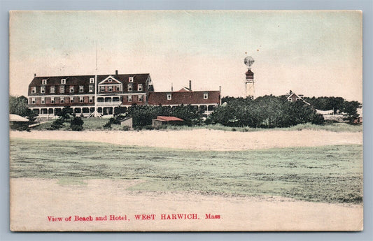 WEST HARWICH MA BEACH & HOTEL 1908 ANTIQUE POSTCARD