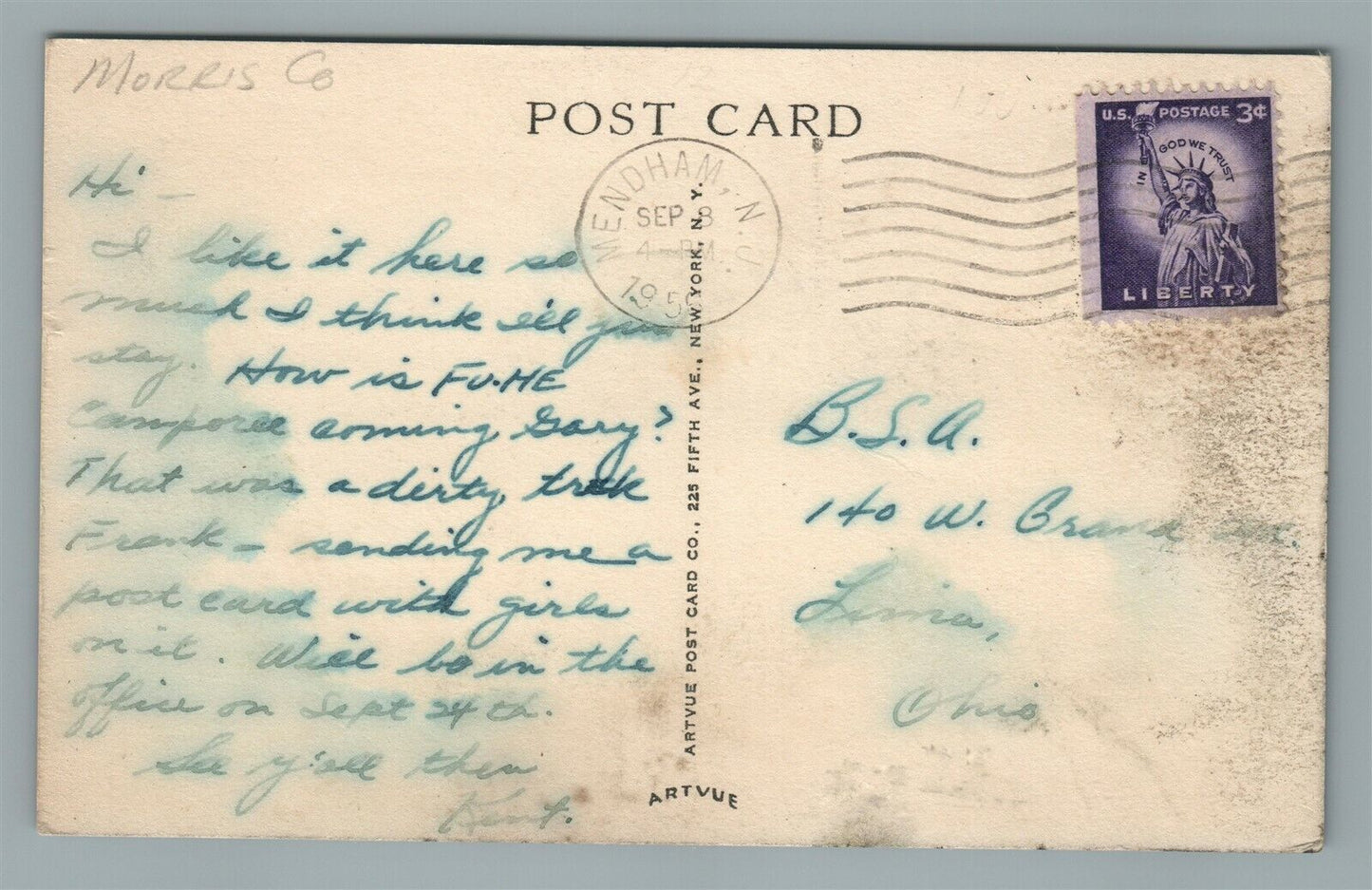 MENDHAM NJ MORTIMER SCHIFF SCOUT RESERVATION VINTAGE POSTCARD