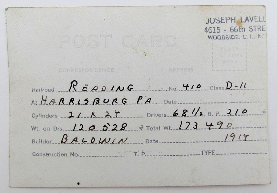 RPPC VINTAGE PHOTO POSTCARD READING RAILROAD TRAIN AT HARRISBURG railway