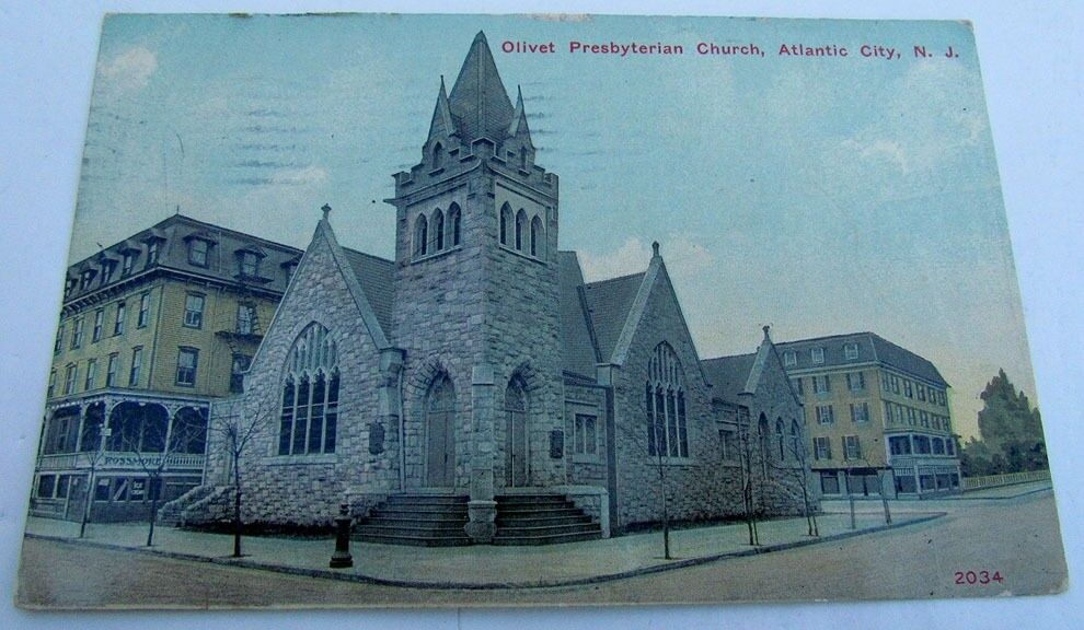 VINTAGE 1914 POSTCARD - OLIVET PRESBYTERIAN CHURCH ATLANTIC CITY NJ