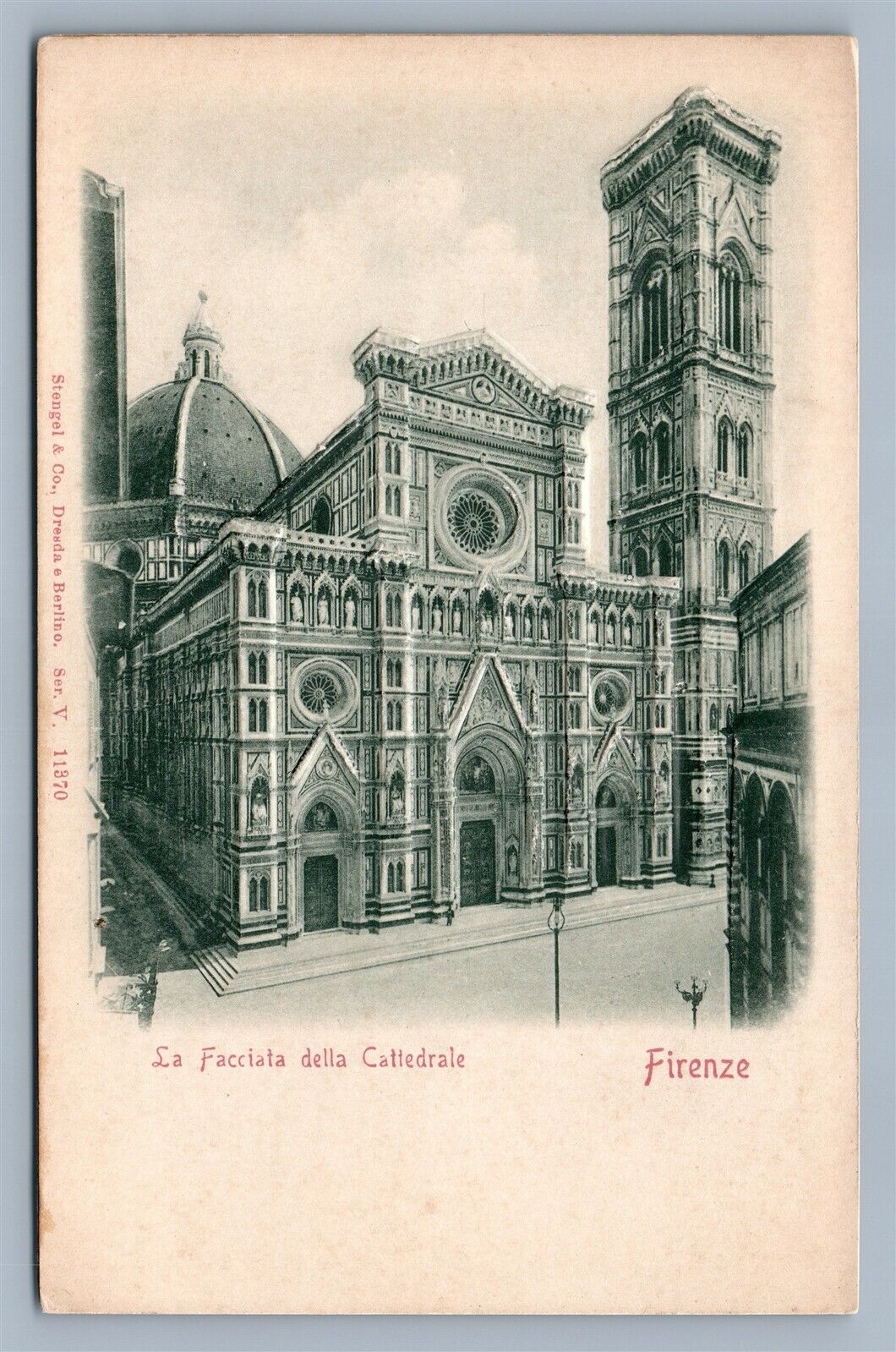 FIRENZE ITALY ANTIQUE POSTCARD LA FACCIATA DELLA CATTEDRALE