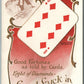 GOOD FORTUNES AS TOLD by CARDS GOOD LUCK in LOVE AFFAIRS ANTIQUE POSTCARD