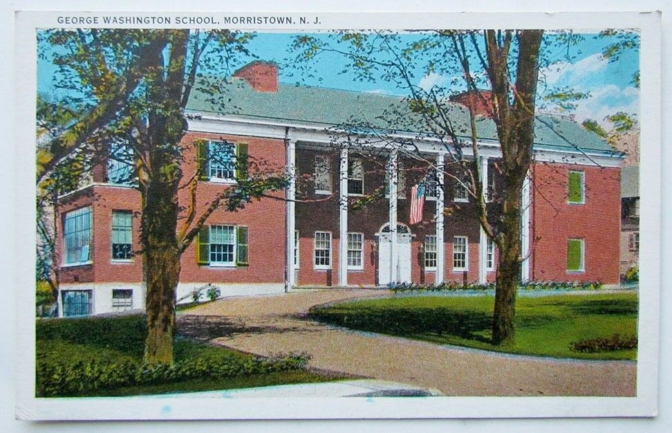 VINTAGE POSTCARD GEORGE WASHINGTON SCHOOL MORRISTOWN NJ