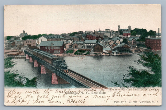 CARTHAGE NY EAST SIDE ANTIQUE POSTCARD