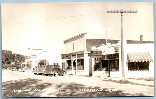 CEDARVILLE MI SCENE on MAIN STREET VINTAGE REAL PHOTO POSTCARD RPPC