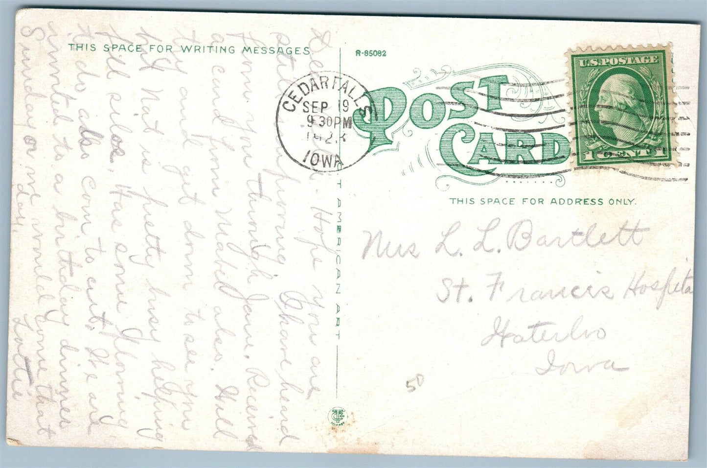 CEDAR FALLS IA I.S.T.C. TRAINING SCHOOL ANTIQUE POSTCARD