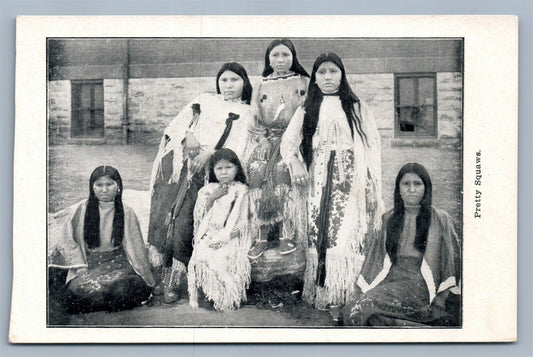 AMERICAN INDIAN PRETTY SQUAWS ANTIQUE POSTCARD