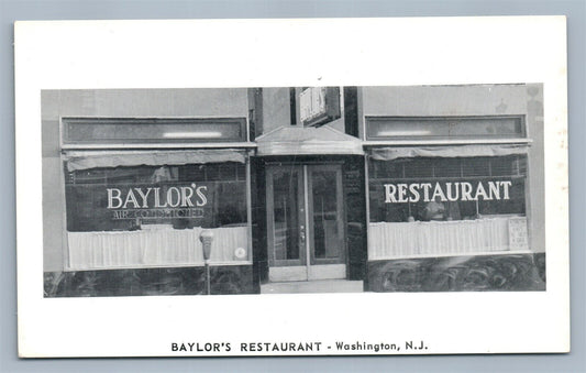 WASHINGTON NJ BAYLOR'S RESTAURANT VINTAGE POSTCARD