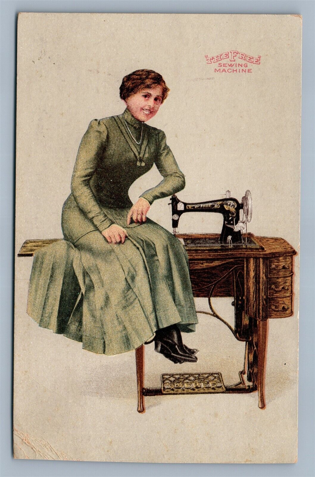 FREE SEWING MACHINE CO ADVERTISING ANTIQUE POSTCARD