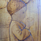 CENTRAL ASIA SCENE HAND CARVED on LARGE WOOD PANEL vintage ISLAMIC ARABIC 34x42"