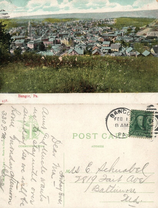 BANGOR PA ANTIQUE POSTCARD NICE CORK CANCEL