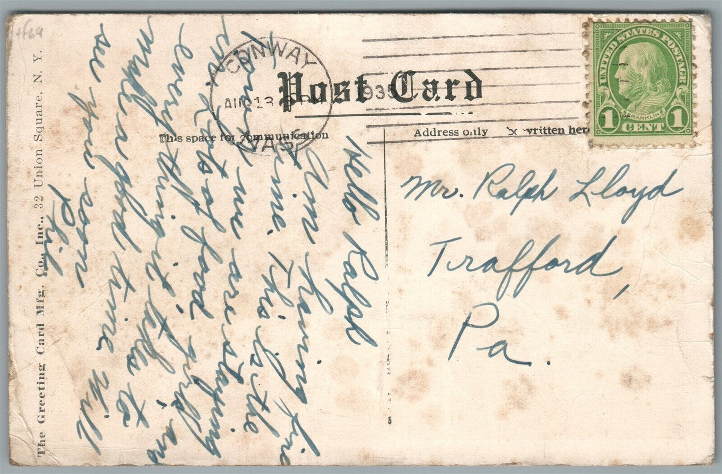CONWAY MA MAIN STREET ANTIQUE POSTCARD