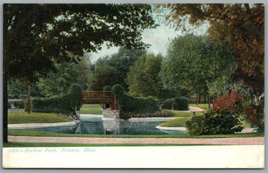 NEWTON MA FARLOW PARK ANTIQUE POSTCARD