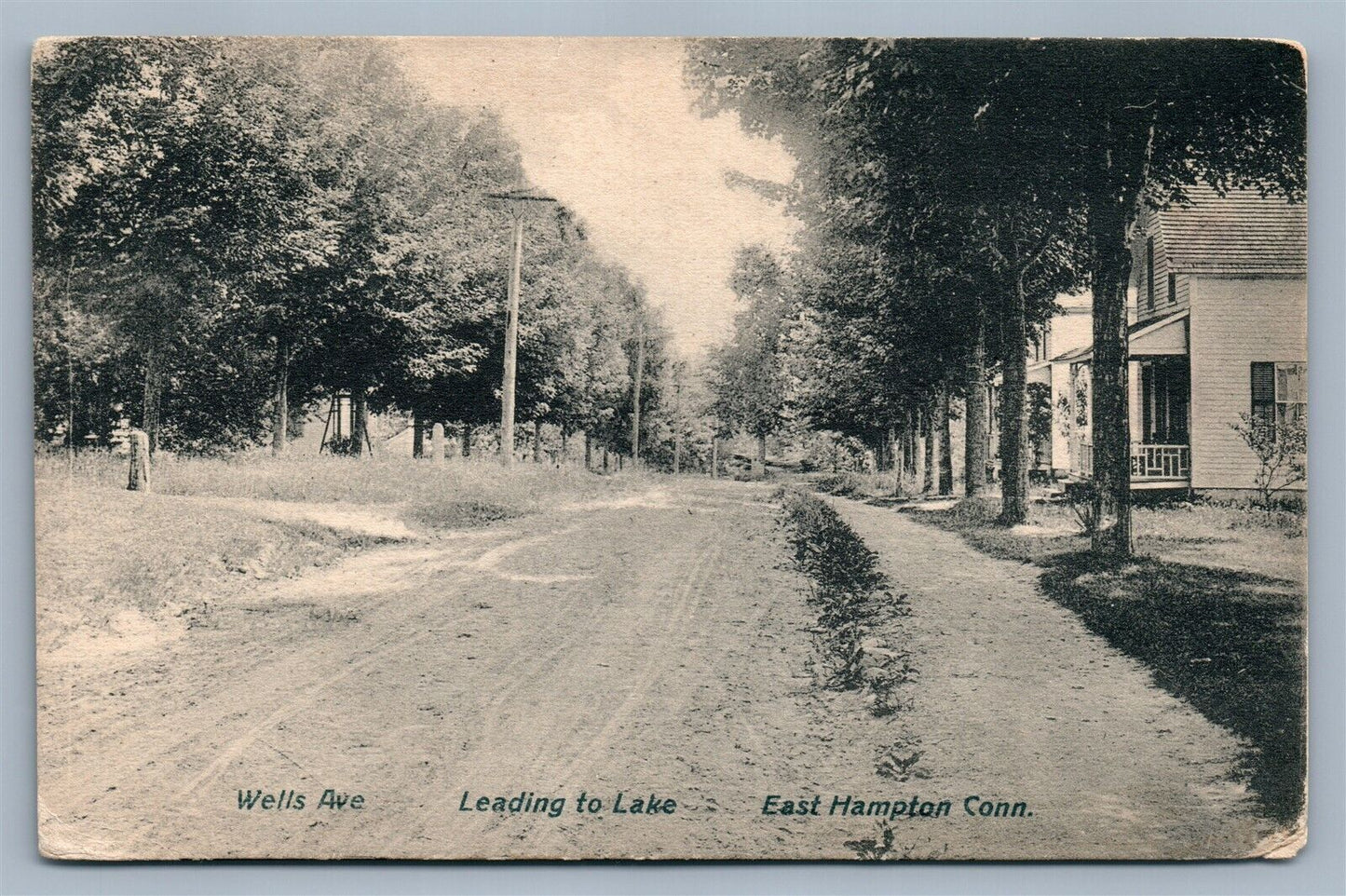 EAST HAMPTON CT WELLS AVENUE ANTIQUE POSTCARD