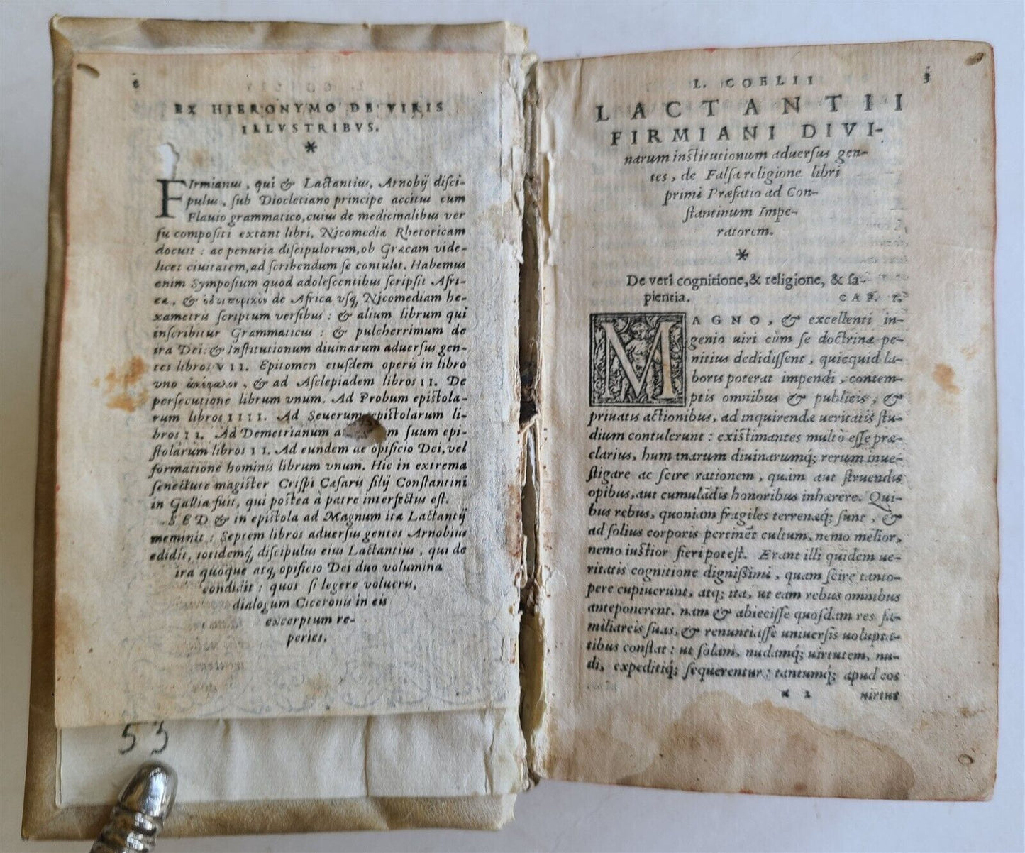 1556 Divinarum institutionum by LACTANTIUS antique VELLUM BOUND