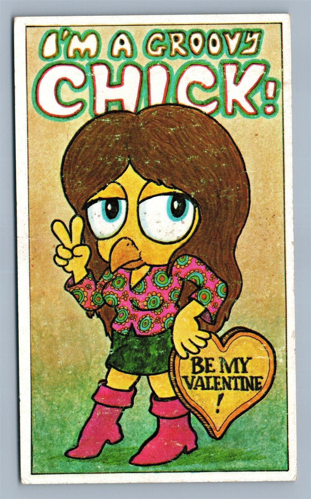 VALENTINE ADVERTISING VINTAGE POSTCARD I AM GROOVY CHICK