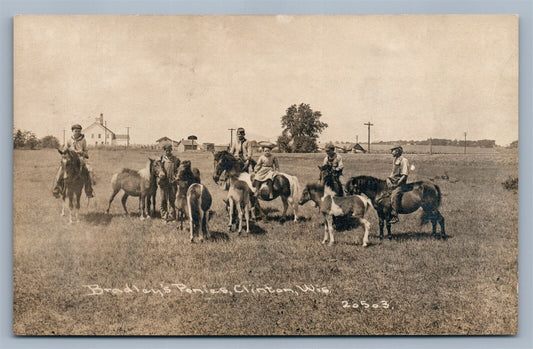 CLINTON WI BRADLEYS PONIES ANTIQUE REAL PHOTO POSTCARD RPPC