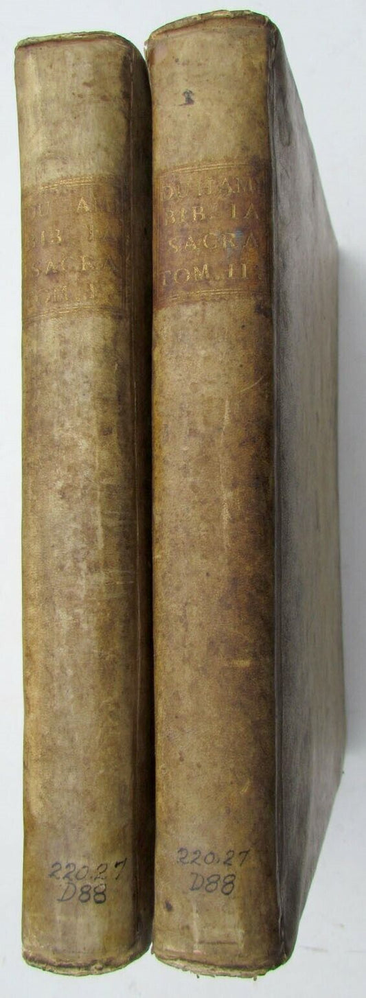 1774 HOLY BIBLE in LATIN BIBLIA SACRA ANTIQUE VELLUM BOUND FOLIO 2 VOLUMES