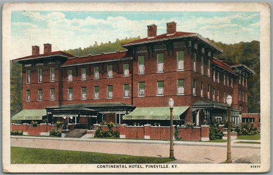 PINEVILLE KY CONTINENTAL HOTEL ANTIQUE POSTCARD