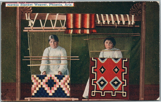 PHOENIX AZ NAVAJO BLANKET WEAVER AMERICAN INDIAN ANTIQUE POSTCARD