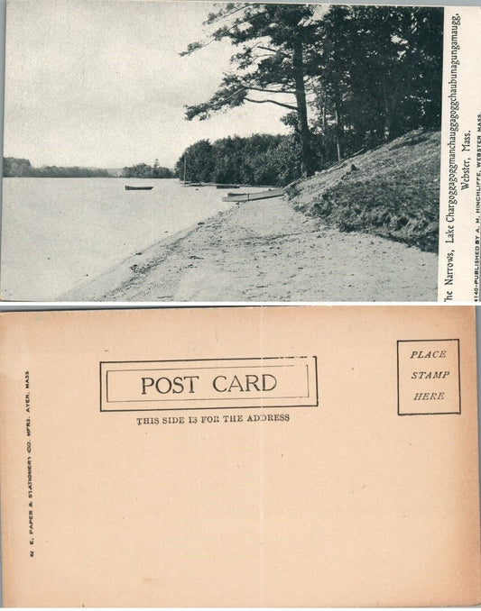 THE NARROWS LAKE Chaubunagungamaug WEBSTER MA ANTIQUE POSTCARD