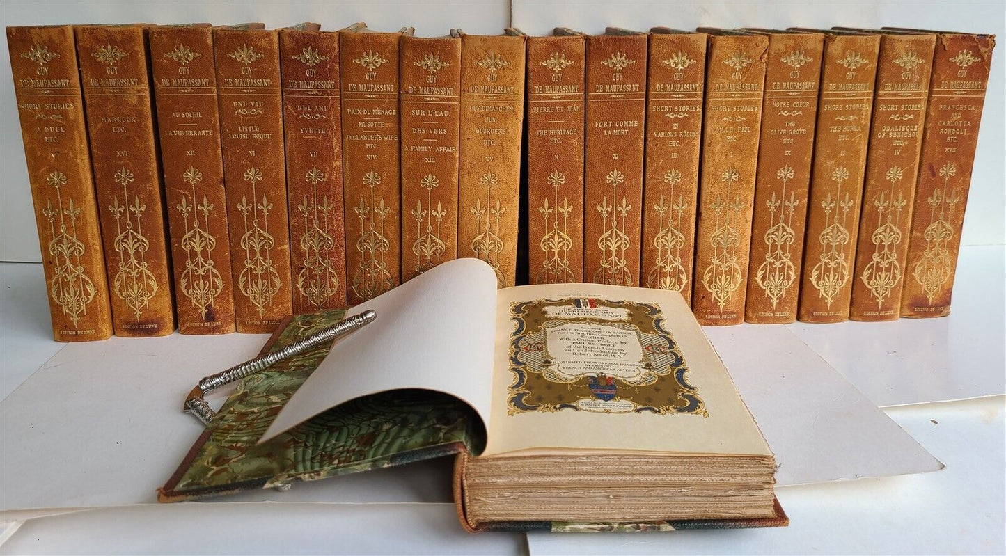 1903 WORKS of GUY De MAUPASSANT 17 VOLUMES antique ILLUSTRATED LTD ED in ENGLISH