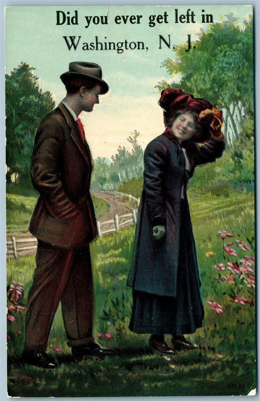 WASHINGTON NJ DID YOU EVER GET LEFT ANTIQUE POSTCARD