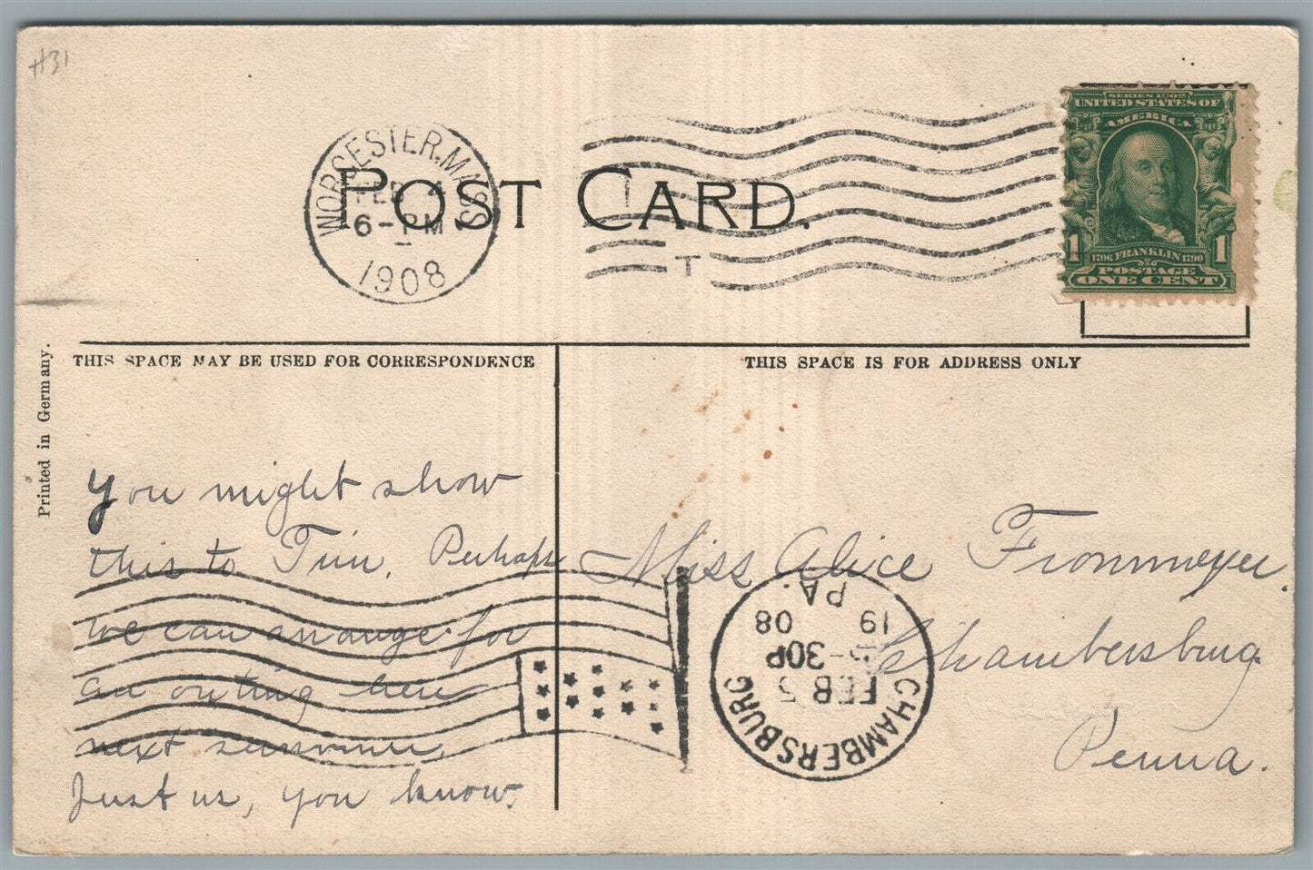 WORCESTER MA PINEHURST PARK ANTIQUE POSTCARD