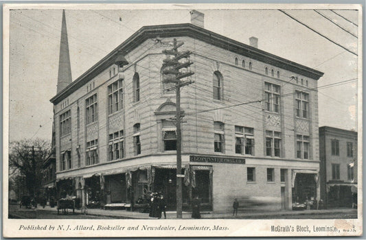 LEOMINSTER MA McGRATH'S BLOCK ANTIQUE POSTCARD