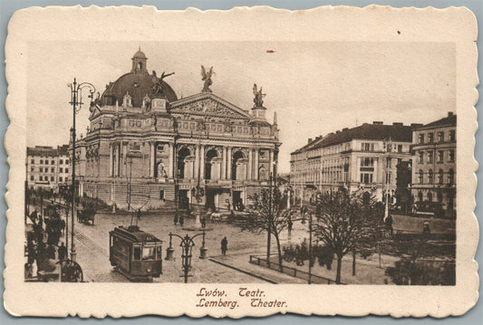 LWOW LEMBERG POLAND UKRAINE THEATER ANTIQUE POSTCARD