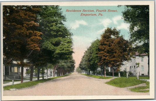 EMPORIUM PA RESIDENCE SECTION FOURTH STREET ANTIQUE POSTCARD