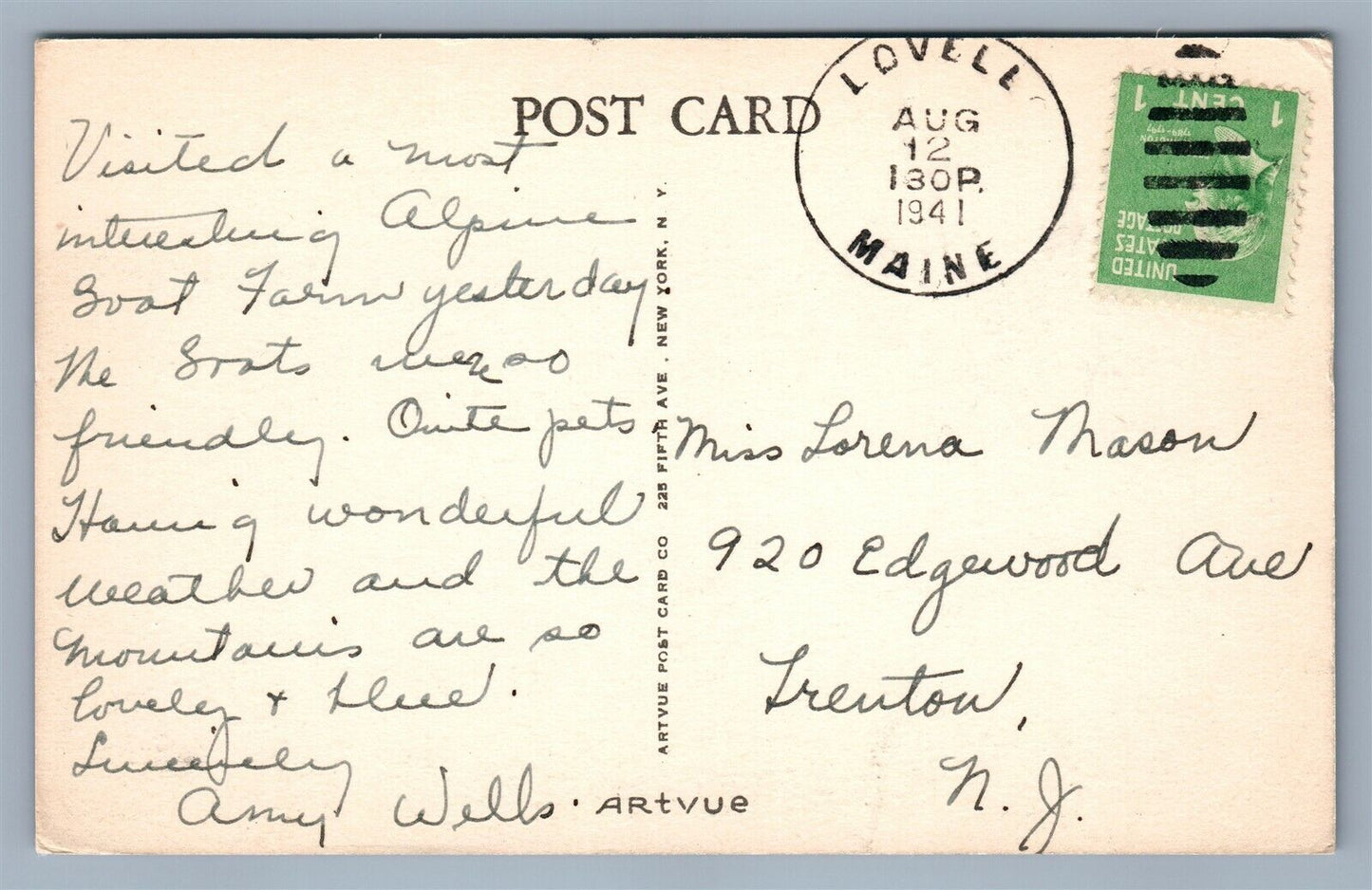 LOVELL ME LAKE KEZAR BRYANTS LEDGE FROM FOX LANDING VINTAGE POSTCARD