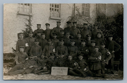 RED CROSS GERMAN SANITARY CORPS WWI 1917 ANTIQUE REAL PHOTO POSTCARD RPPC
