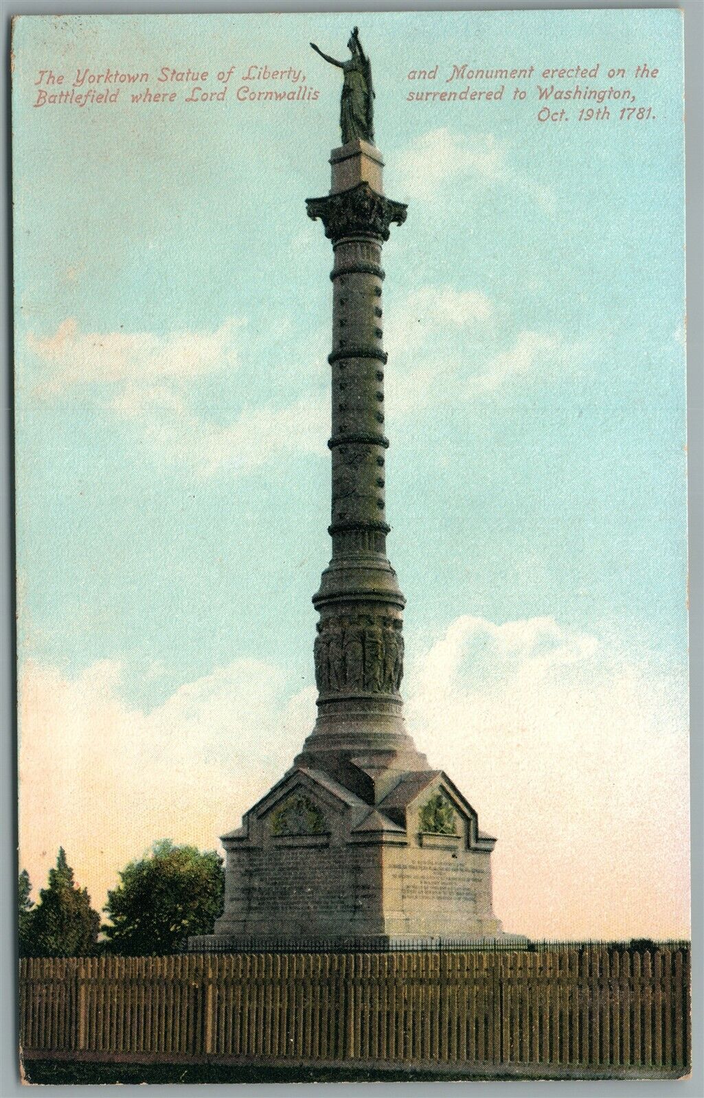 YORKTOWN STATUE OF LIBERTY ANTIQUE POSTCARD