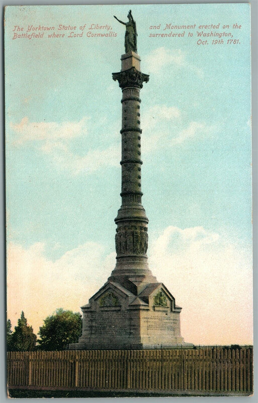 YORKTOWN STATUE OF LIBERTY ANTIQUE POSTCARD