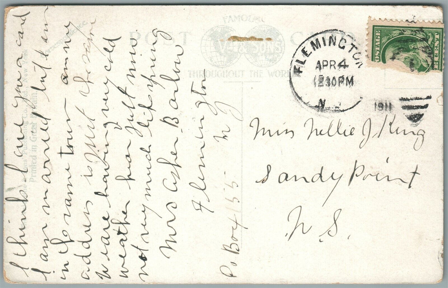 FLEMINGTON NJ MAIN STREET LOOKING NORTH ANTIQUE POSTCARD